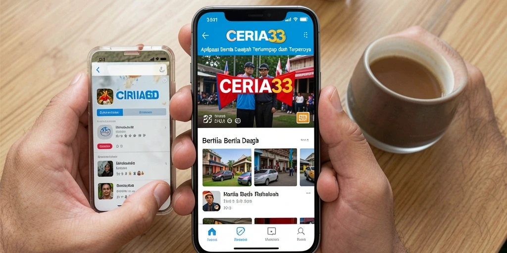 Tampilan antarmuka aplikasi CERIA33 dengan berita terbaru.