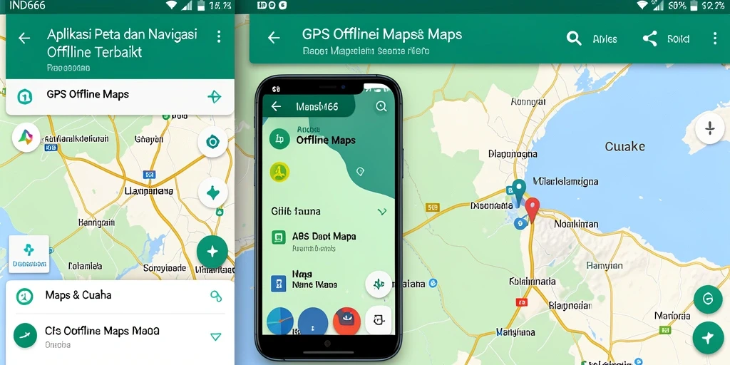 Tampilan antarmuka utama IND666 dengan peta offline yang jelas dan informatif.