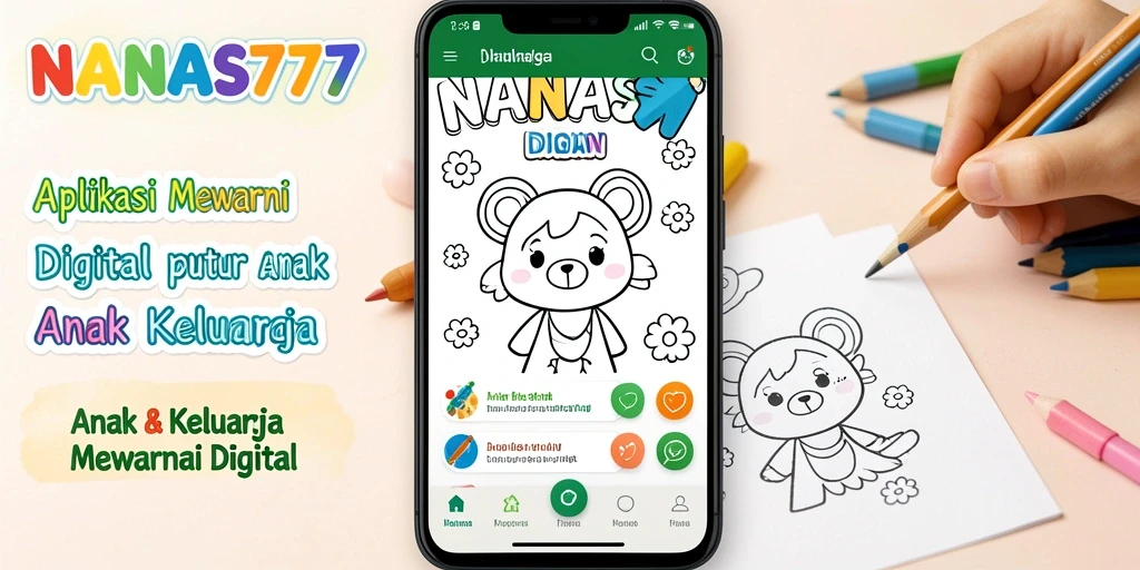 Tampilan antarmuka NANAS777 yang menyenangkan saat mewarnai.