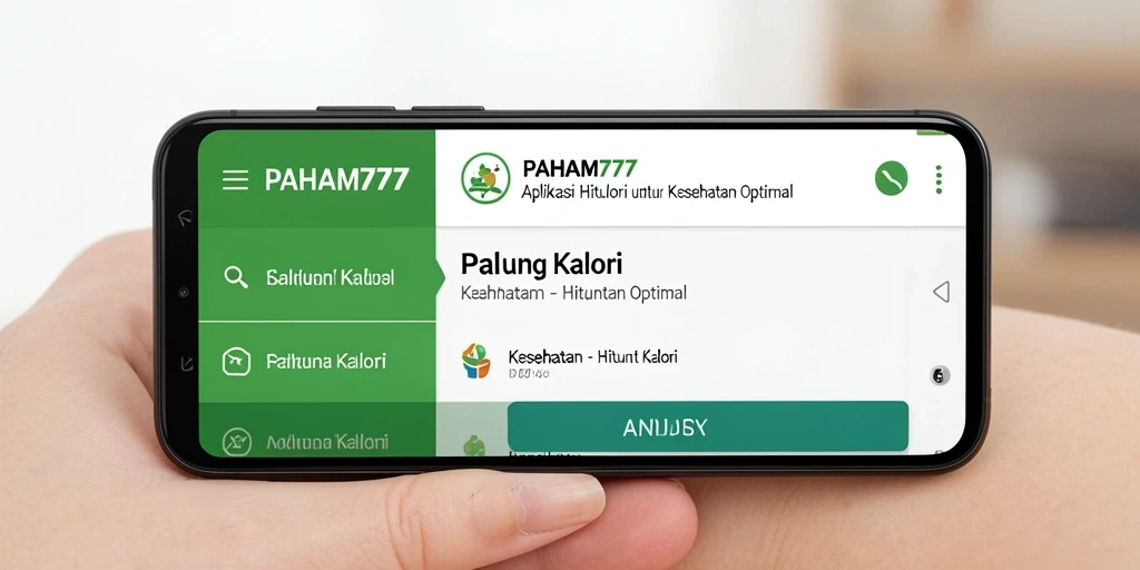 Antarmuka pengguna aplikasi PAHAM777 untuk menghitung kalori.