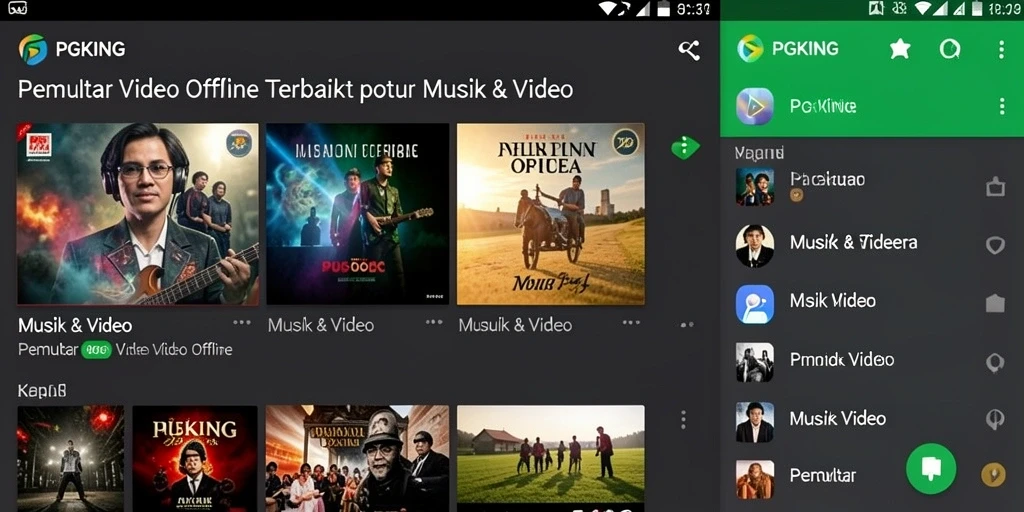 Antarmuka PGKING yang sederhana dan intuitif untuk Pemutar Video Offline.