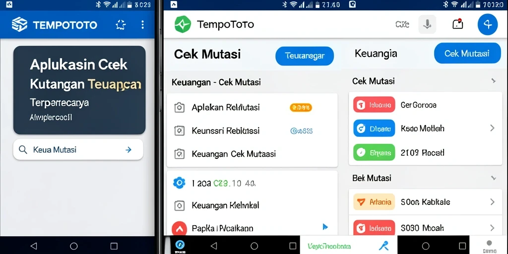 Antarmuka TEMPOTOTO menampilkan mutasi keuangan dengan jelas dan ringkas.