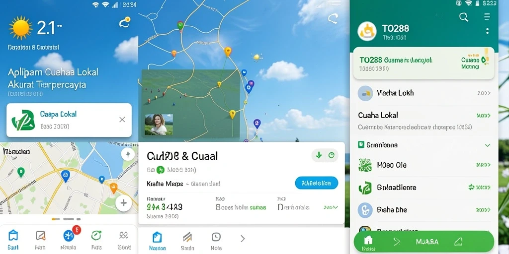 Antarmuka aplikasi TO288 menampilkan informasi cuaca lokal secara detail.